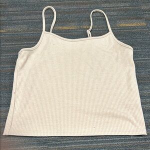 American Eagle Outfitters Cream Ribbed Crop Top